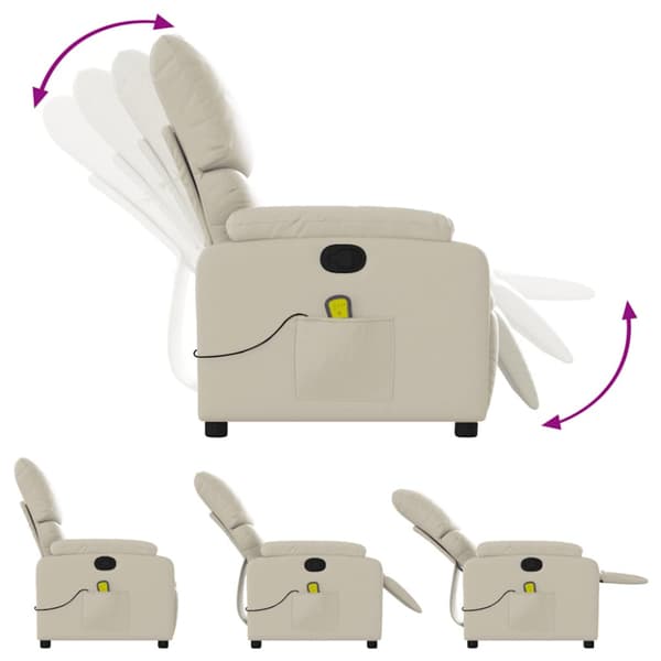 Massagefåtölj krämfärgad konstläder