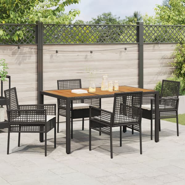 Trädgårdsmöbelset 5 pcs Svart konstrotting