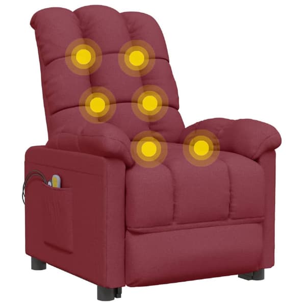 Elektrisk massagefåtölj vinröd tyg