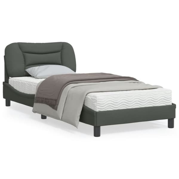 Bed Frame without Mattress "Hvar" Dark Grey 80x200 cm Fabric