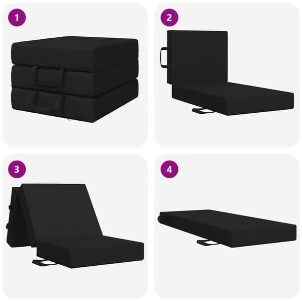 Fällbar Soffbed 90 x 67 x 45 cm Svart