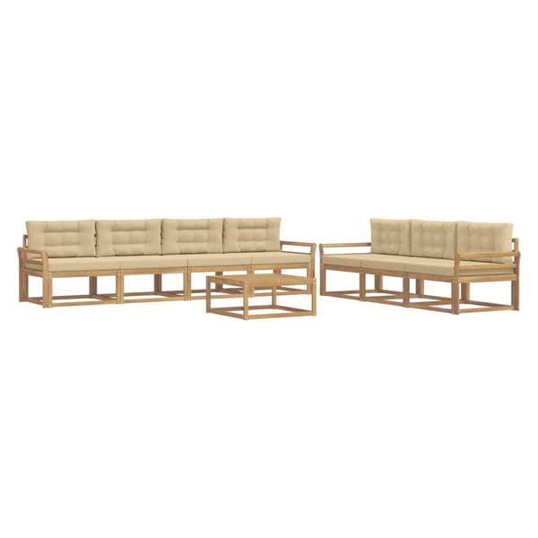 Utomhussoffset med kudde 7 pcs Vit och Beige