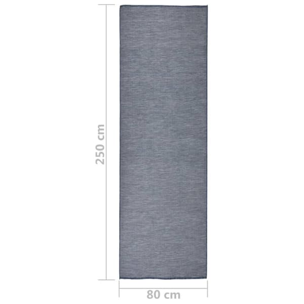 Utomhusmatta plattvävd 80x250 cm blå