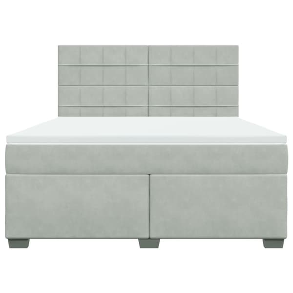 Ramsäng med madrass ljusgrå 180x200 cm sammet