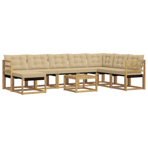 Utomhussoffset med kudde 9 pcs Vit och Beige