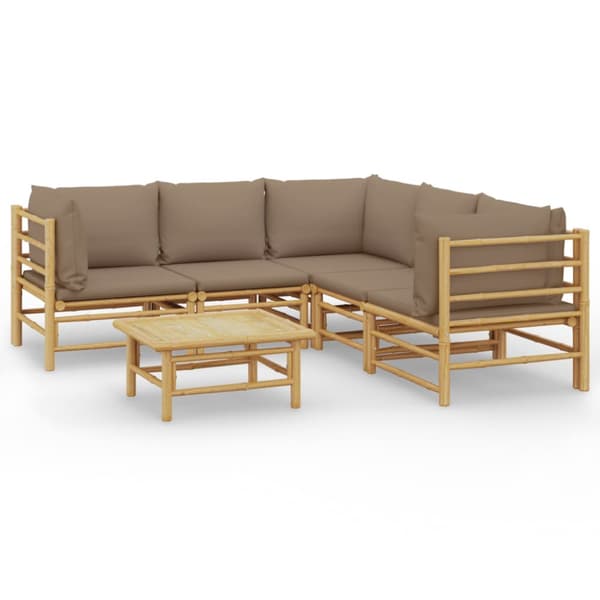 Loungegrupp 6 delar taupe dynor bambu