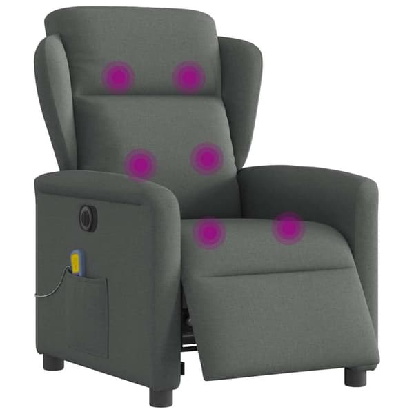Elektrisk massagefåtölj mörkgrå tyg
