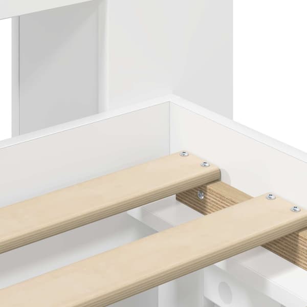 Sängram med förvaring Vit 90 x 190 cm Konstruerat trä