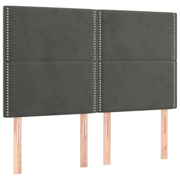 Ramsäng med madrass mörkgrå 140x190 cm sammet