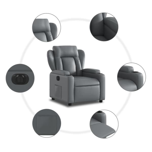 Elektrisk reclinerfåtölj grå konstläder