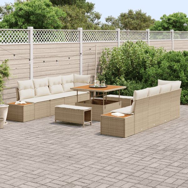Trädgårdsoffset 11 pcs Beige konstrotting