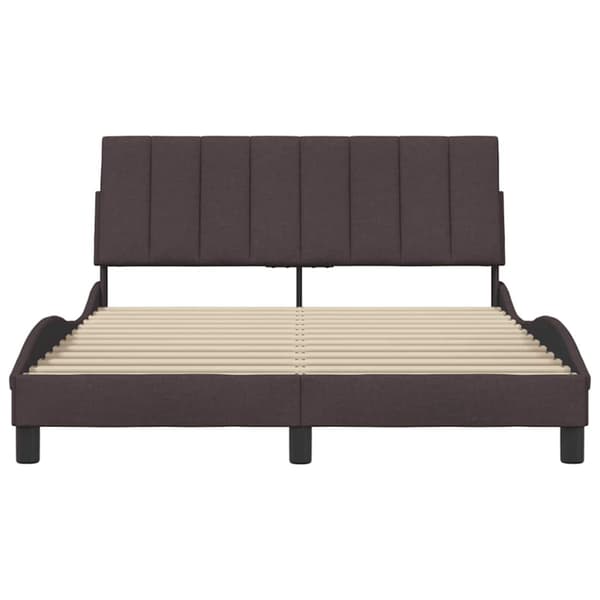 Bed Frame without Mattress "Hanko" Dark Brown 140x200 cm Fabric
