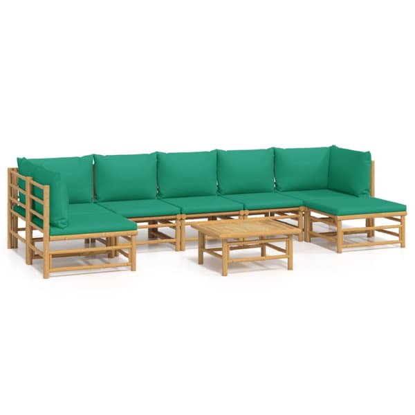 Loungegrupp 8 delar gröna dynor bambu