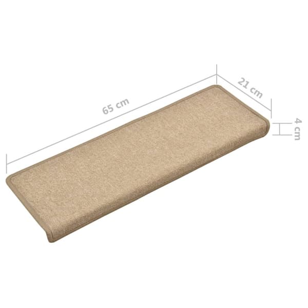 Trappmattor 15 st 65x21x4 cm taupe rektangulär kant