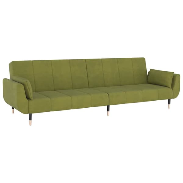 Bäddsoffa 2-sits med två kuddar ljusgrön sammet