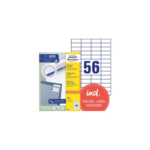 Etikett AVERY 52,5x21,2mm 5600/fp
