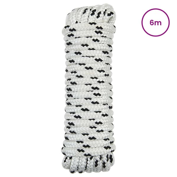 Båtsnöre 6 m 1 Vit och svart Polyester