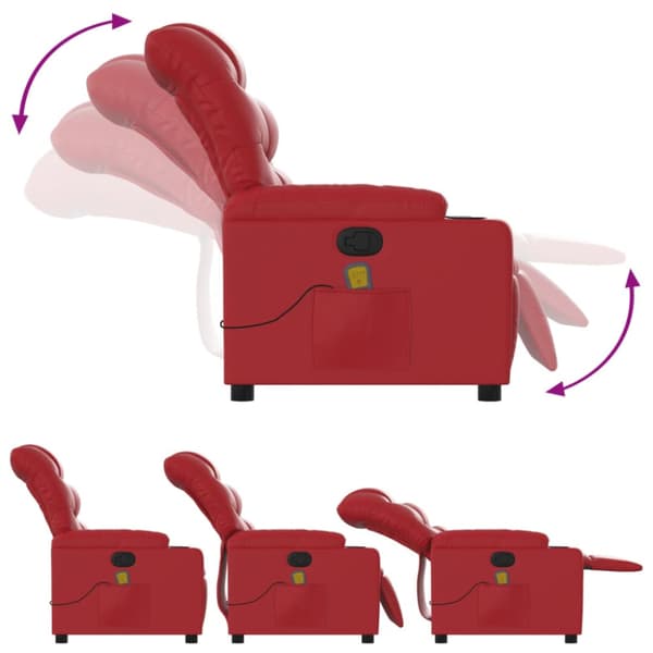 Massagefåtölj röd konstläder