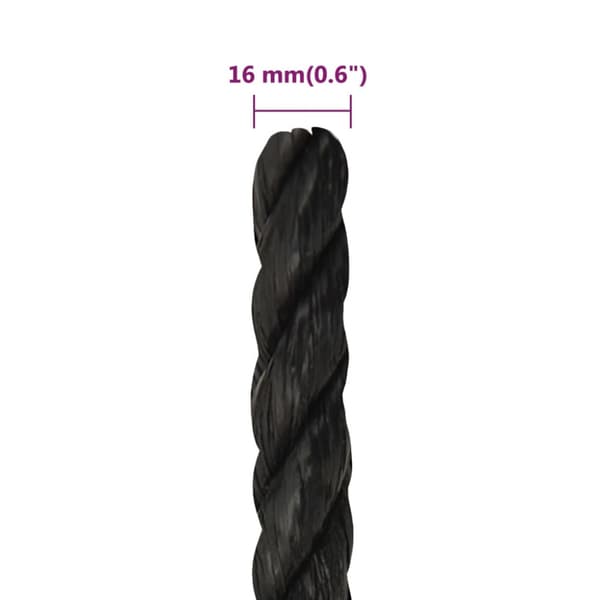 Rep svart 16 mm 250 m polypropen