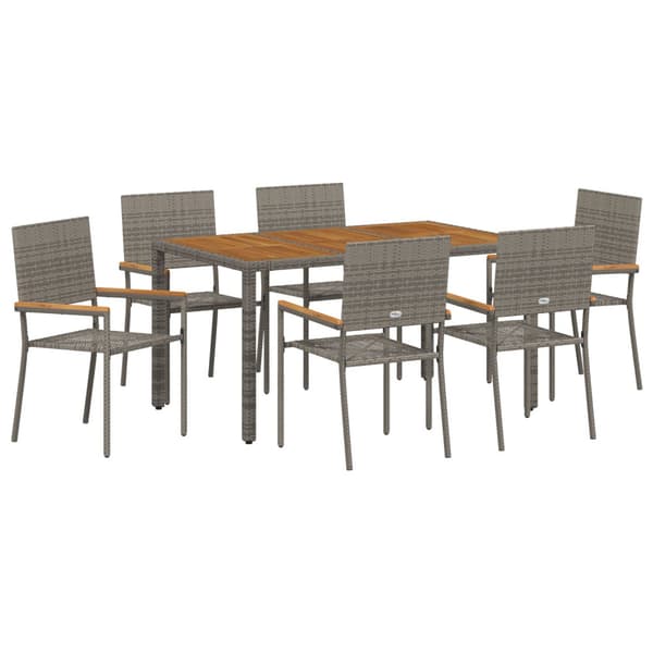 Trädgårdsmöbelset 7 pcs Grå konstrotting