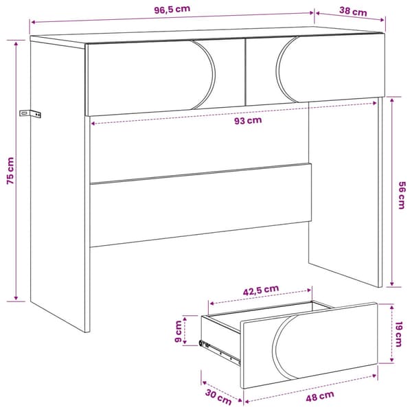 Konsolbord Vit 96,5 x 38 x 75 cm Konstruerat trä