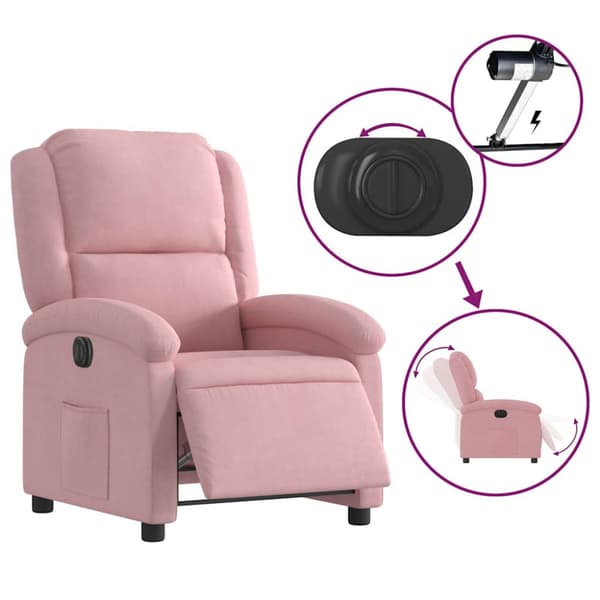 Elektrisk reclinerfåtölj rosa sammet