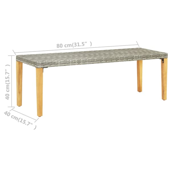 Trädgårdsbänk 80 cm konstrotting grå