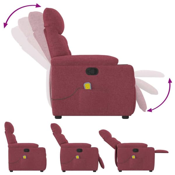 Massagefåtölj vinröd tyg