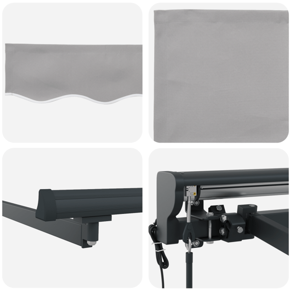 Markisram Ljusgrå 450 × 300 cm Polyester med PU-beläggning