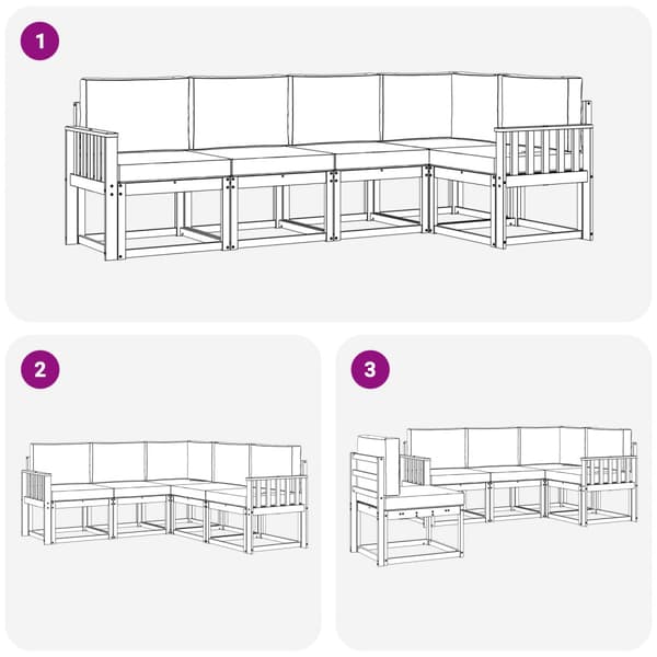 Utomhussoffset med kudde 5 pcs Vit och Beige