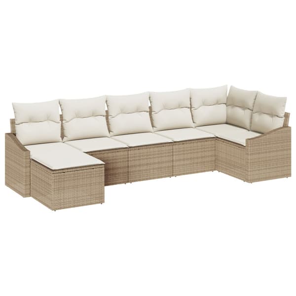 Soffset med kudde 7 pcs Beige konstrotting
