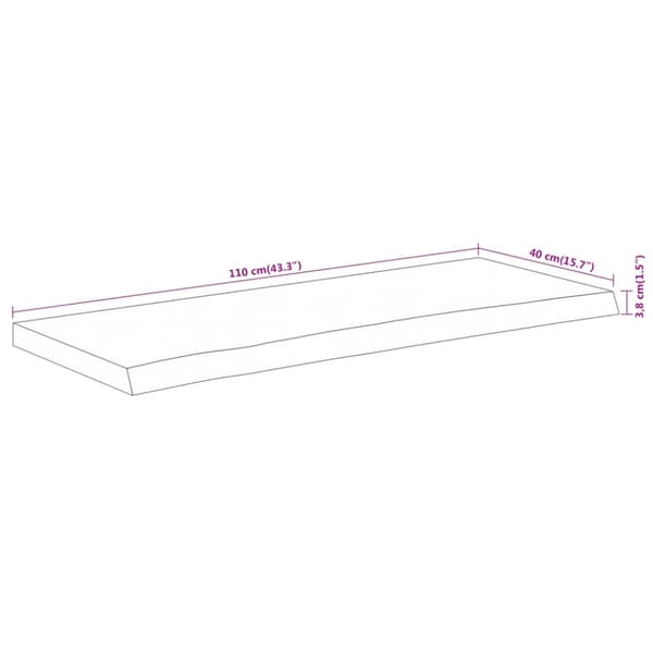 Bordsskiva 110x40x3,8 cm rektangulär massiv akacia rustik kant