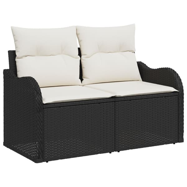 Trädgårdsoffset med kudde med lagring 4 pcs Poly rattan
