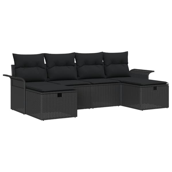 Trädgårdsoffset 6 st Poly rattan