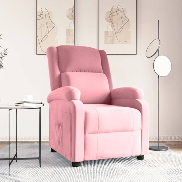 Reclinerfåtölj rosa sammet