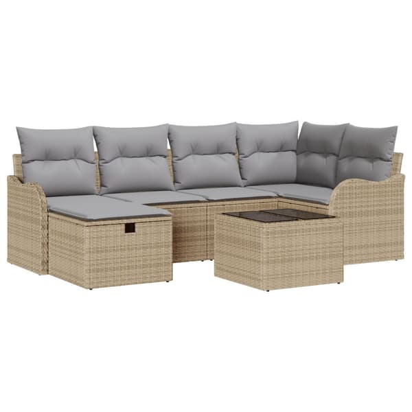 Trädgårdsoffset 7 st Poly rattan