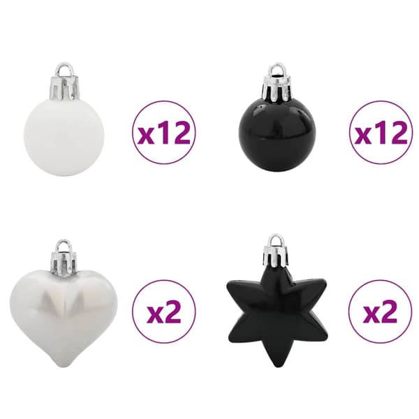 Julprydnad Set 40 pcs Svart och Vitt Plast