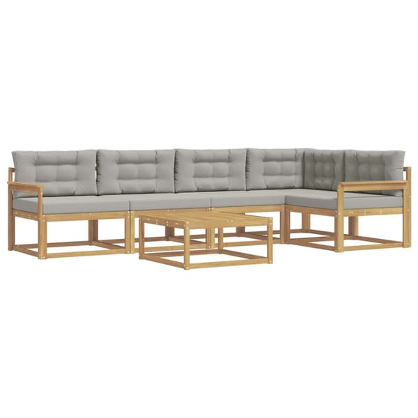 Utomhussoffset 6 pcs Vit och ljusgrå 79 x 79 x 37 cm Polyester