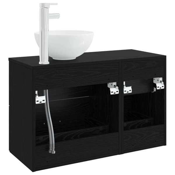 Badrumsmöbelset 2 pcs Svart ek Konstruerat trä