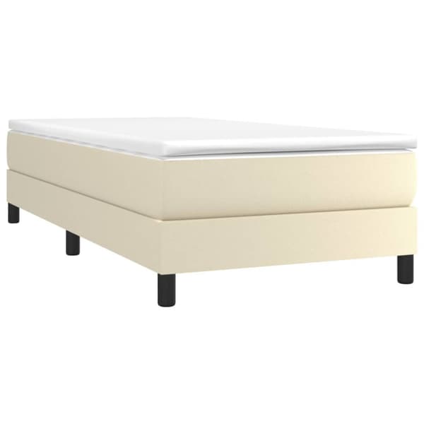 Boxspring-sängram gräddvit 100x200 cm konstläder