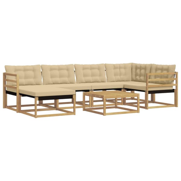 Utomhussoffset 7 pcs Vit och Beige 79 x 79 x 37 cm