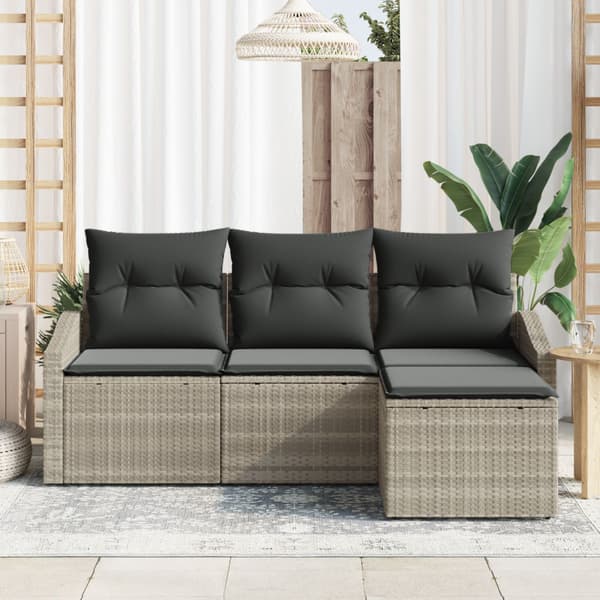 Soffset med kudde 4 pcs Ljusgrå konstrotting