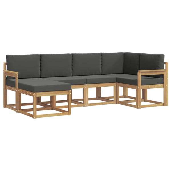 Utomhussoffset med kudde 6 pcs Vit och antracit Polyester