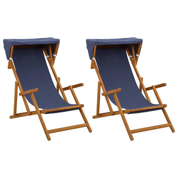 Deck Chair 2 st 3 Position Massiv Eukalyptus Trä Blå
