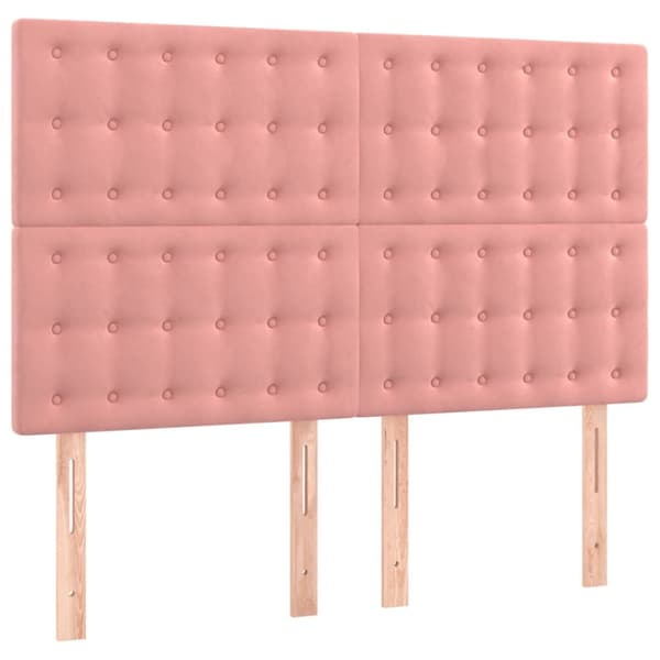 Sänggavel LED rosa 144x5x118/128 cm sammet