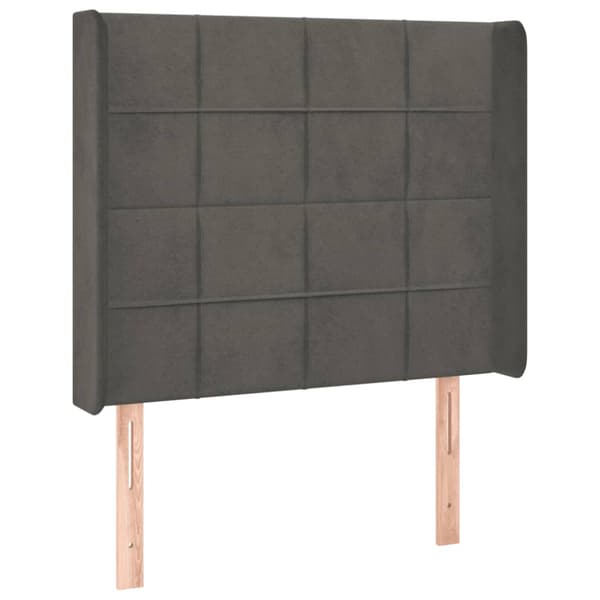 Ramsäng med madrass & LED mörkgrå 80x200 cm sammet