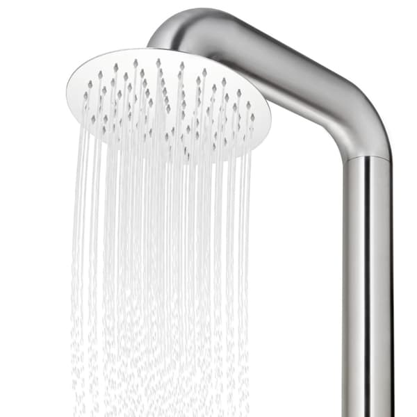 Trädgårdsdusch med grått golv 230 cm rostfritt stål