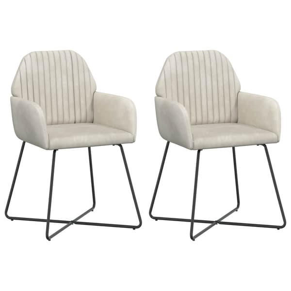 Matstolar 2 pcs Sammet Gräddvit 55 x 50 x 84 cm