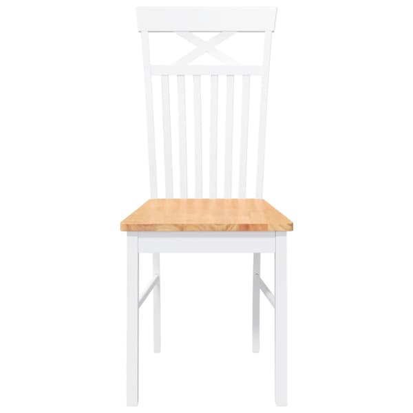 Matstolar 2 st vitt massivt trä gummi
