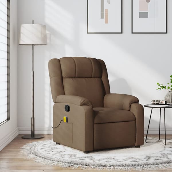 Massagefåtölj brun tyg